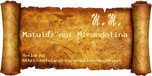 Matulányi Mirandolina névjegykártya